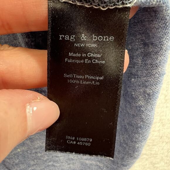 Rag & Bone M Medium Tee Owen Heather Blue Linen Long Sleeve Crewneck T-Shirt - Picture 6 of 11